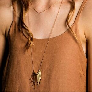 New Amano Studio Rain Goddess Necklace Brass 30" Long Chain